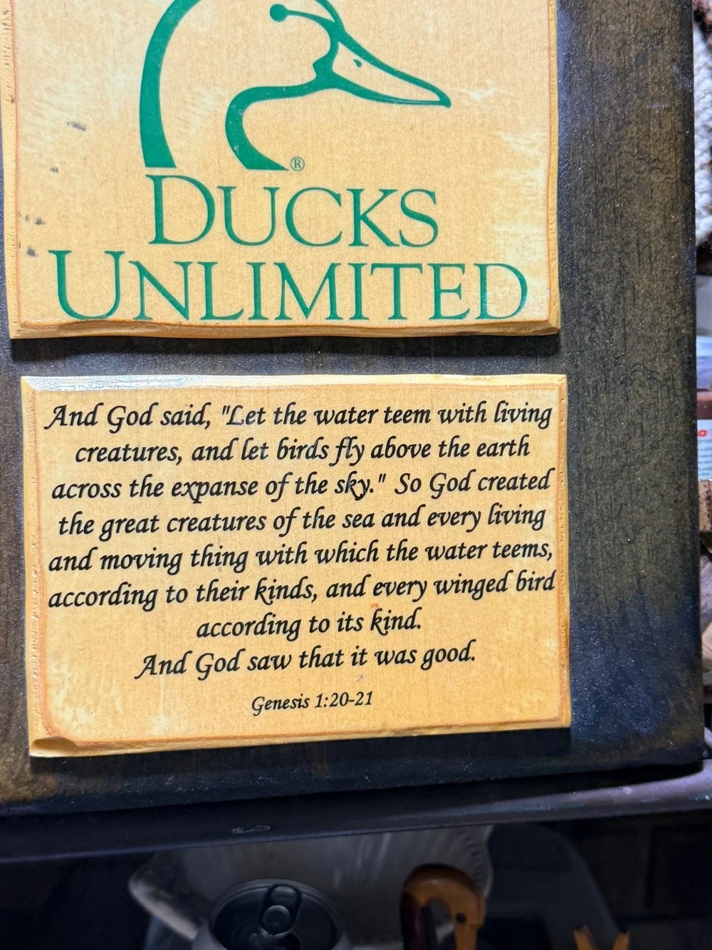 Vintage Rustic Ducks Unlimited Genesis 1:20-21 Wooden Wall Plaque / Cabin Decor